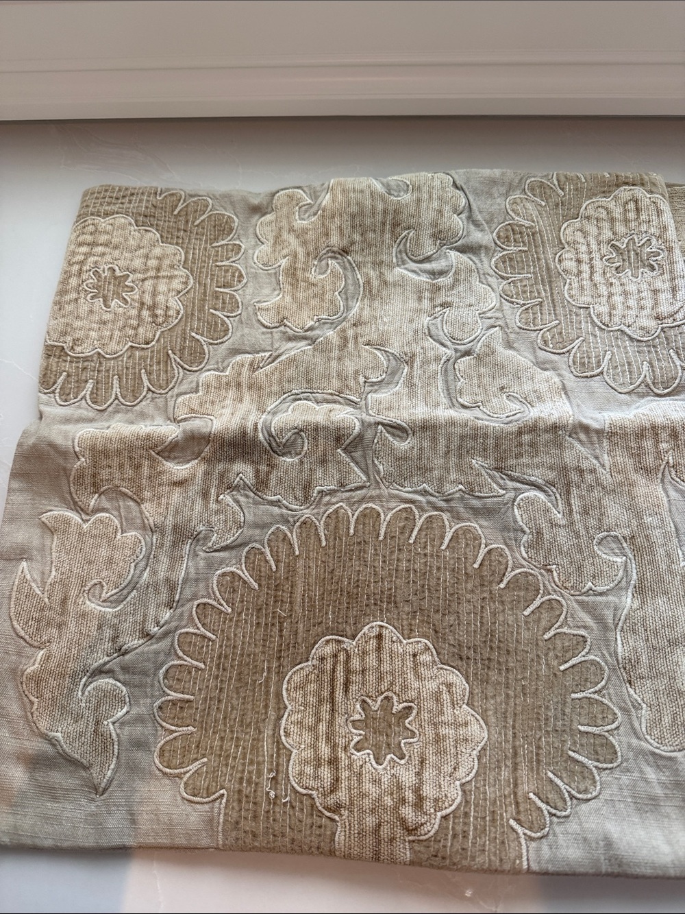 Pottery Barn Beige Embroidered Accent Pillow Cover-set of 2.